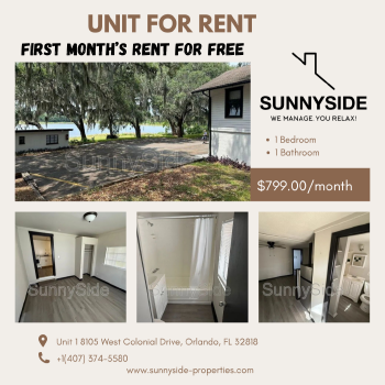 Unit 1 8105 West Colonial Drive , Orlando,  32818